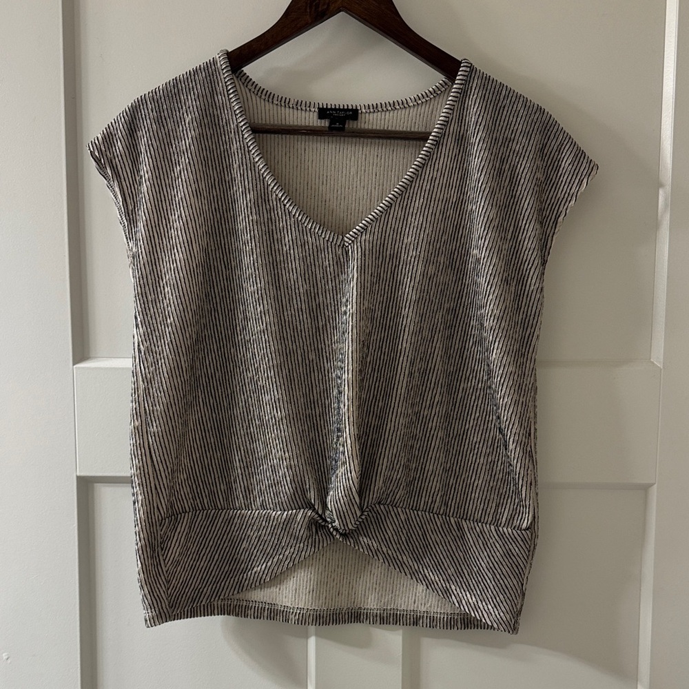 Ann Taylor Factory Striped V-Neck Blouse
